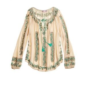 Calypso St Barth Silk Hand-Beaded Embroider Blouse
